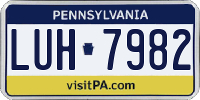 PA license plate LUH7982