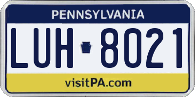 PA license plate LUH8021