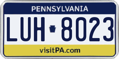 PA license plate LUH8023