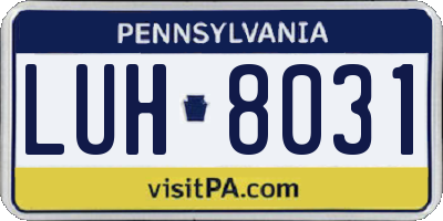 PA license plate LUH8031