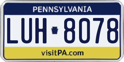 PA license plate LUH8078