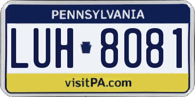PA license plate LUH8081