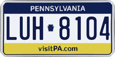 PA license plate LUH8104