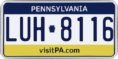 PA license plate LUH8116
