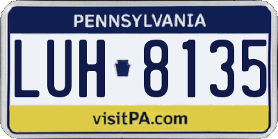 PA license plate LUH8135