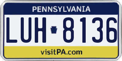 PA license plate LUH8136