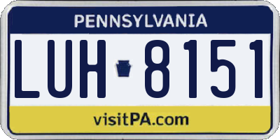 PA license plate LUH8151