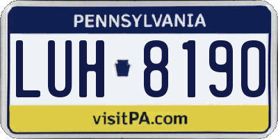 PA license plate LUH8190