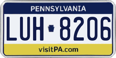 PA license plate LUH8206