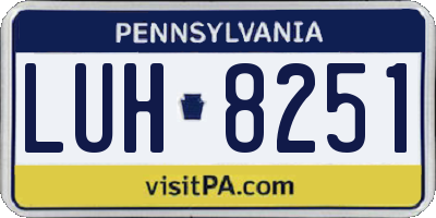 PA license plate LUH8251
