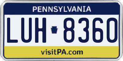 PA license plate LUH8360