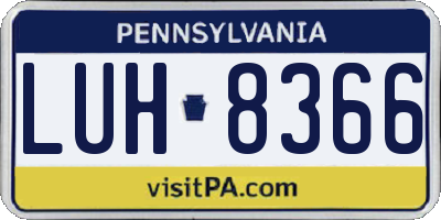 PA license plate LUH8366