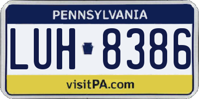 PA license plate LUH8386