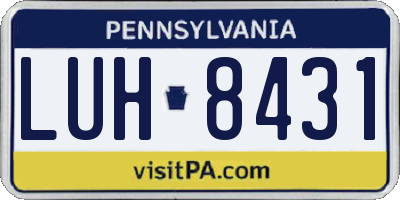 PA license plate LUH8431