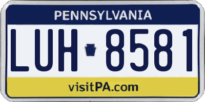 PA license plate LUH8581