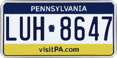 PA license plate LUH8647