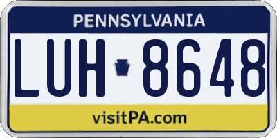 PA license plate LUH8648
