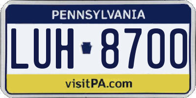 PA license plate LUH8700