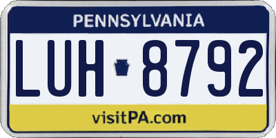 PA license plate LUH8792