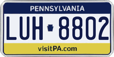 PA license plate LUH8802