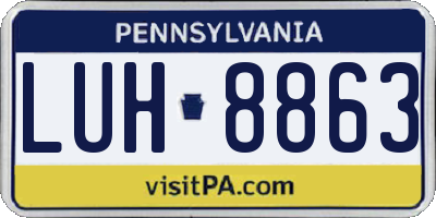 PA license plate LUH8863