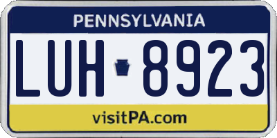 PA license plate LUH8923
