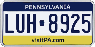 PA license plate LUH8925
