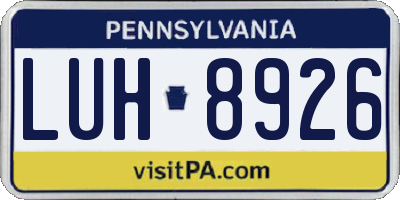 PA license plate LUH8926