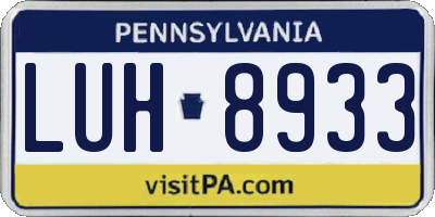 PA license plate LUH8933