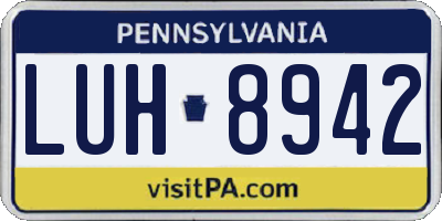 PA license plate LUH8942