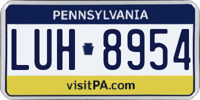 PA license plate LUH8954