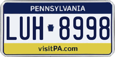 PA license plate LUH8998