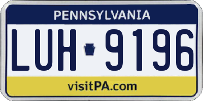 PA license plate LUH9196