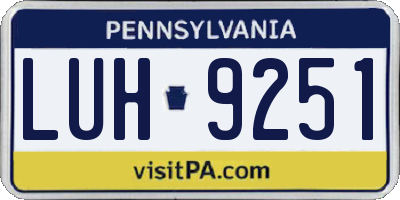 PA license plate LUH9251