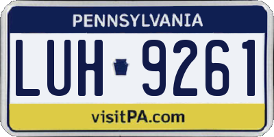 PA license plate LUH9261