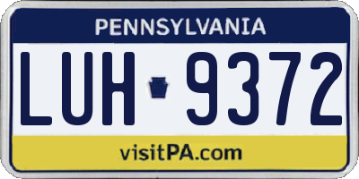 PA license plate LUH9372