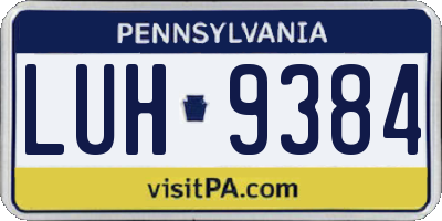 PA license plate LUH9384