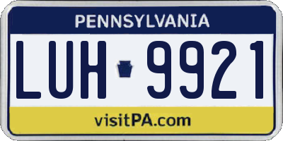PA license plate LUH9921