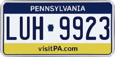 PA license plate LUH9923