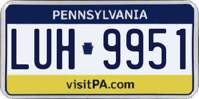 PA license plate LUH9951