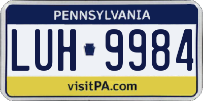 PA license plate LUH9984