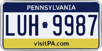 PA license plate LUH9987