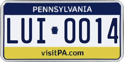 PA license plate LUI0014