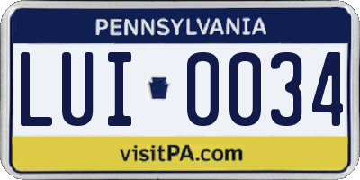 PA license plate LUI0034