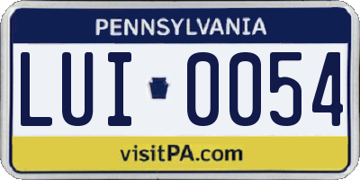 PA license plate LUI0054