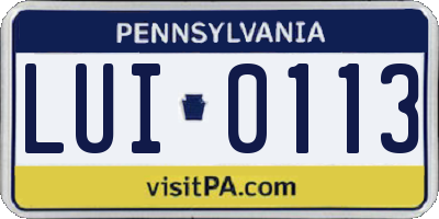PA license plate LUI0113