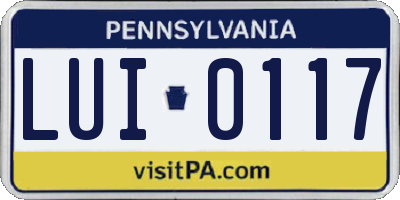 PA license plate LUI0117