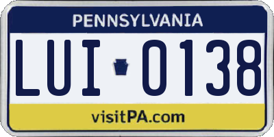 PA license plate LUI0138