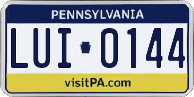PA license plate LUI0144