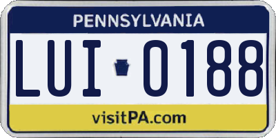 PA license plate LUI0188